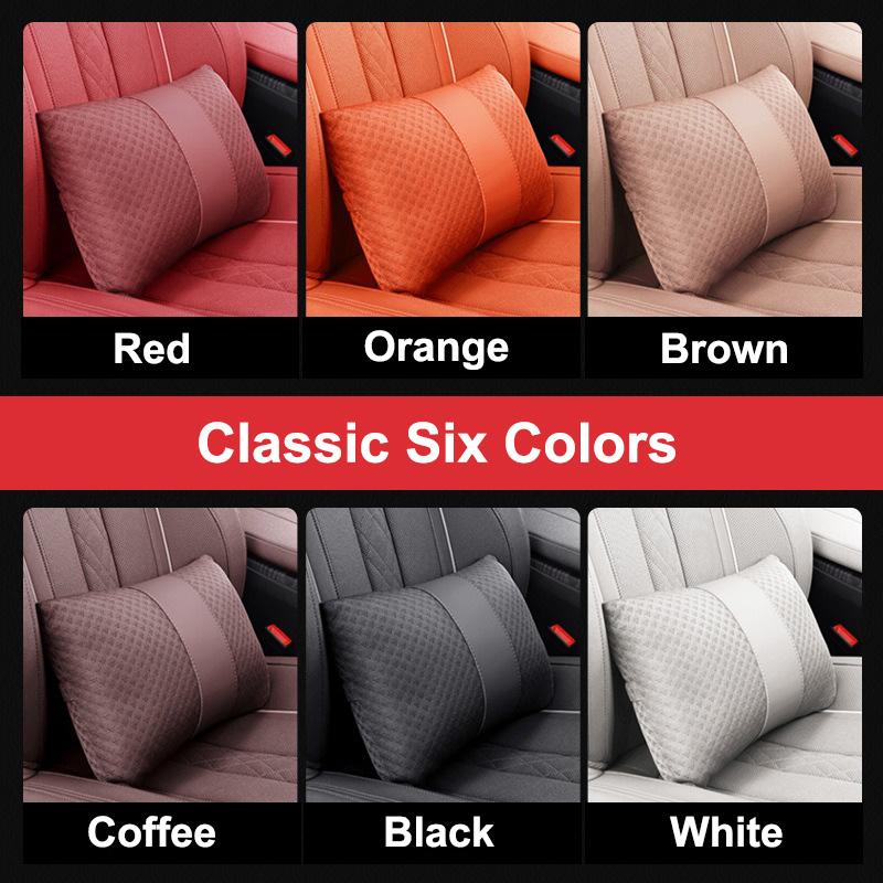 1pcs Car Leather Headrest Seat Lumbar Pillow Auto Accessories For Lamborghini LP570 LP610 Urus LP700 LP770 Gallardo Aventador byu2
