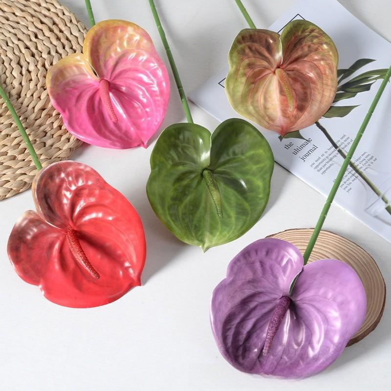 Anthurium Andraeanum Linden Fake Flower For Home Decor And Props Photography