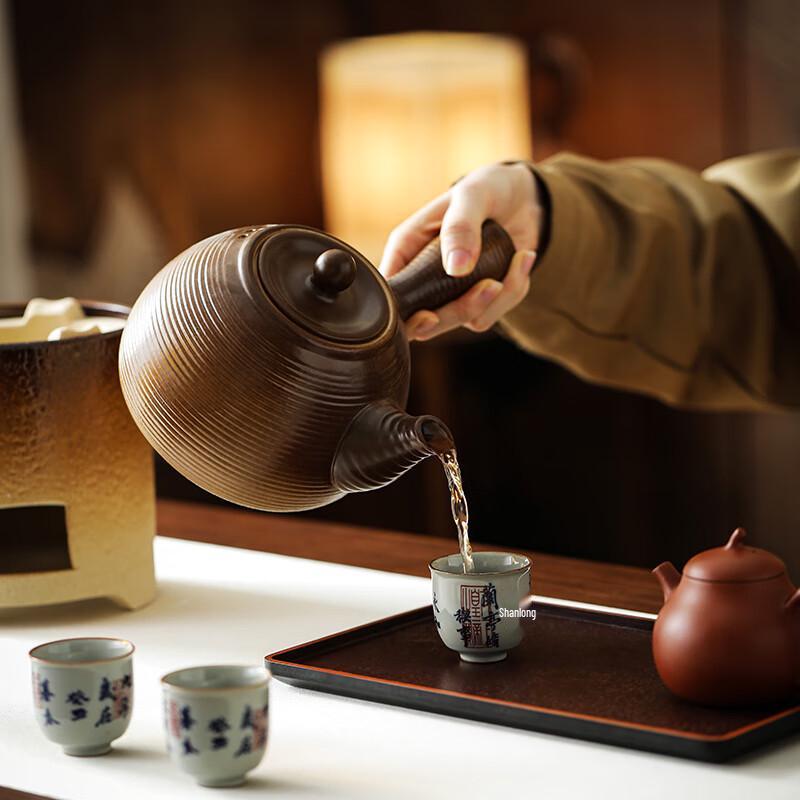 BW Ceramic Side-Handle Tea Pot with Carbon Stove Set