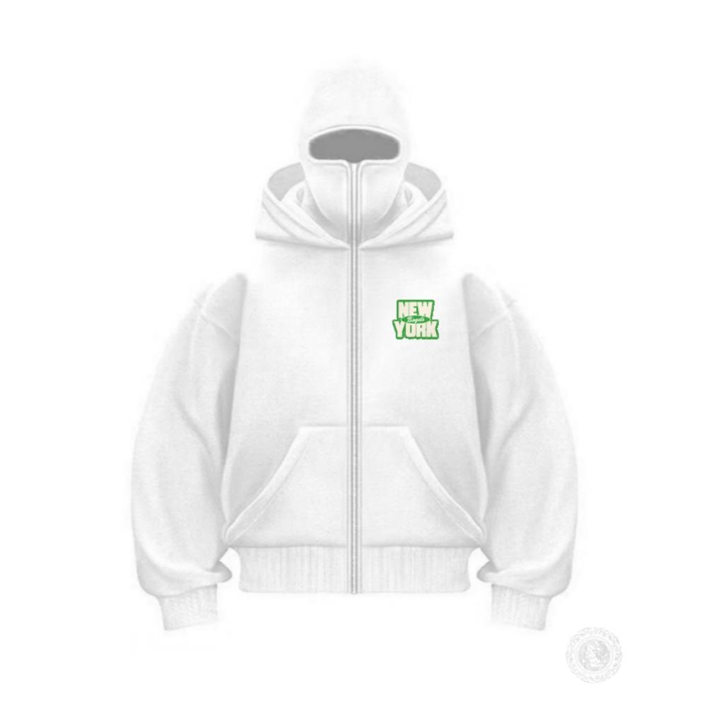 Ny Herre Balaklava Zip Hoodie Vinter Varm Casual Genser Med Hette Ansiktsmaske Glidelås