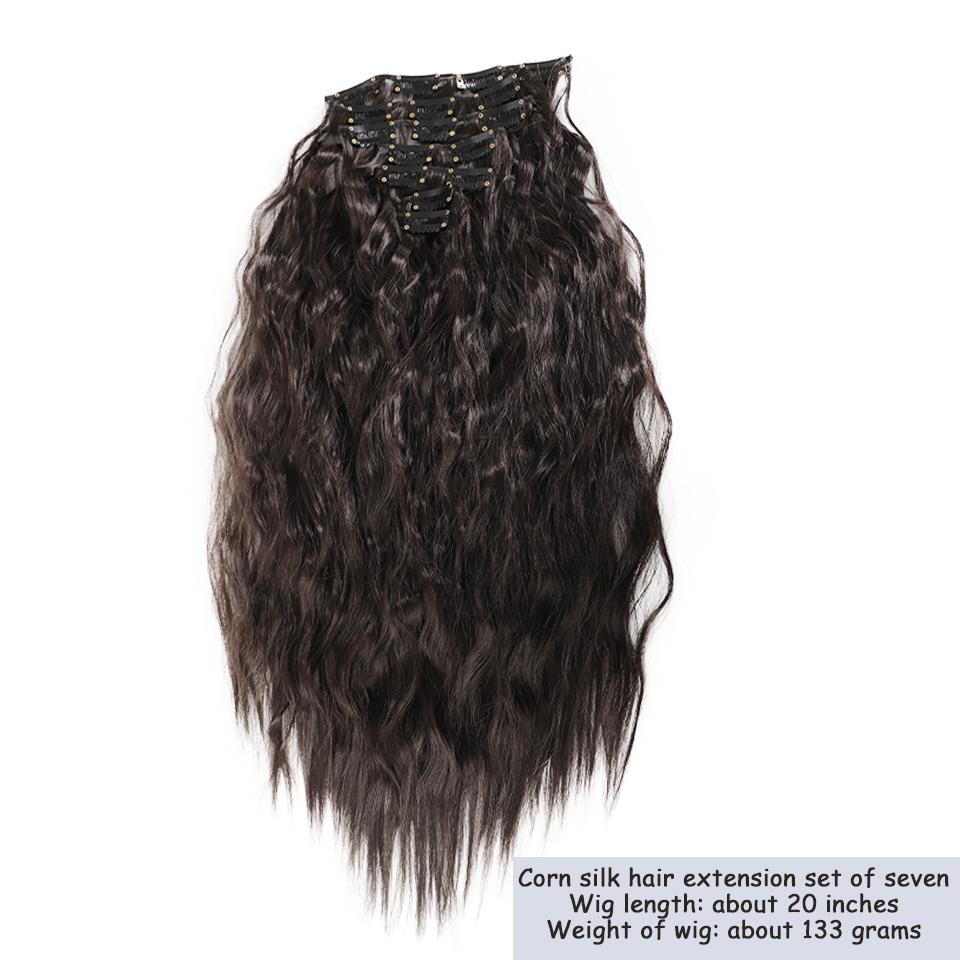 WTB Synthetic Wig 20 Inch 16 Clip Hair Extension Water Ripple Wig Set Of Seven Fluffy Heat-resistant Wig Clip Hair Extension Piece