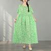 Kurzarm Plus Size Baumwolle Vintage Blumenmuster Neu in Kleidern für Damen lässig locker langes Sommerkleid