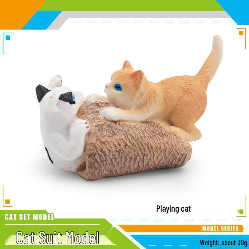 Children's Black and White Kitten Simulation Set - Toy Cat Figurine