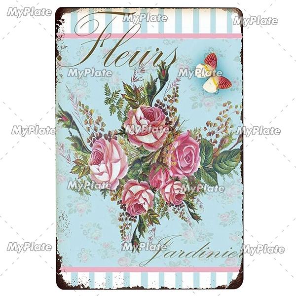 Rose Vintage Metal Sign Tin Sign Vintage  Decoration Plaque Home Wall Decor Bar Sign Home Decor Poster Custom