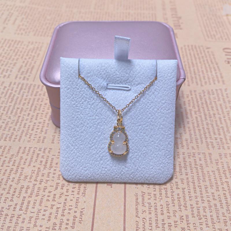 New Chinese Style Silver Jade Bow Gourd Necklace with Imitation Agate Pendant for Women