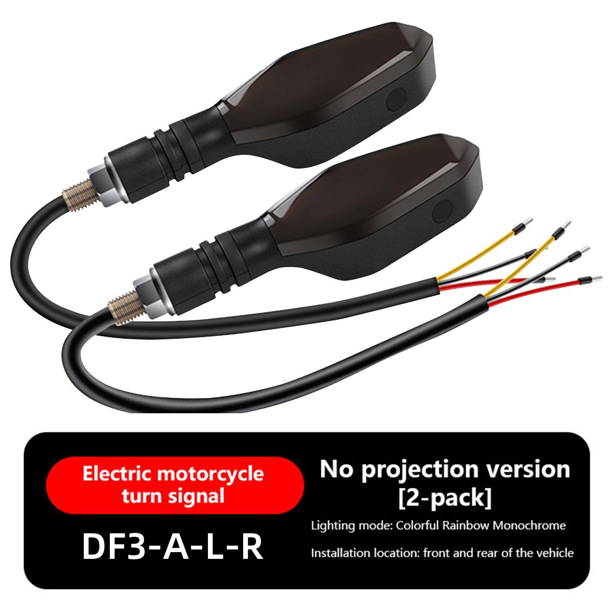 2PCS Universal Motorcycle LED Turn Signal Lamp Color Projection Lamp Sequential Flowing Flash Arrow Indicator LED Running Light DF3 no projection