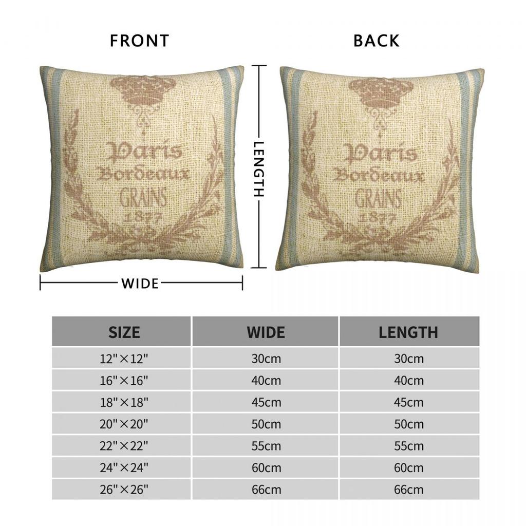 Bonjour Faux Grain Sack Square Pillowcase Polyester Linen Velvet Printed Zip Decor Room Cushion Cover 45x45