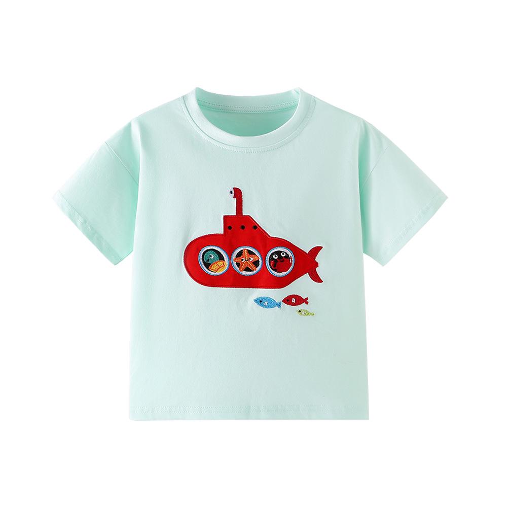 

Cross-border 2023 Spring/Summer Boys Cartoon Submarine Embroidered Short-Sleeve T-Shirt 5Y (110cm)
