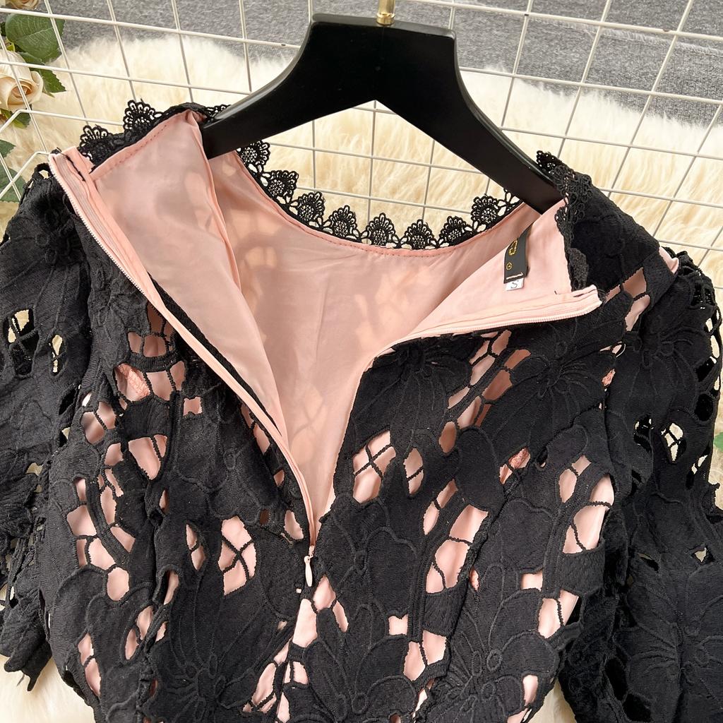 Vysoce kvalitní letní dámské společenské šaty z krajky rozpustné ve vodě