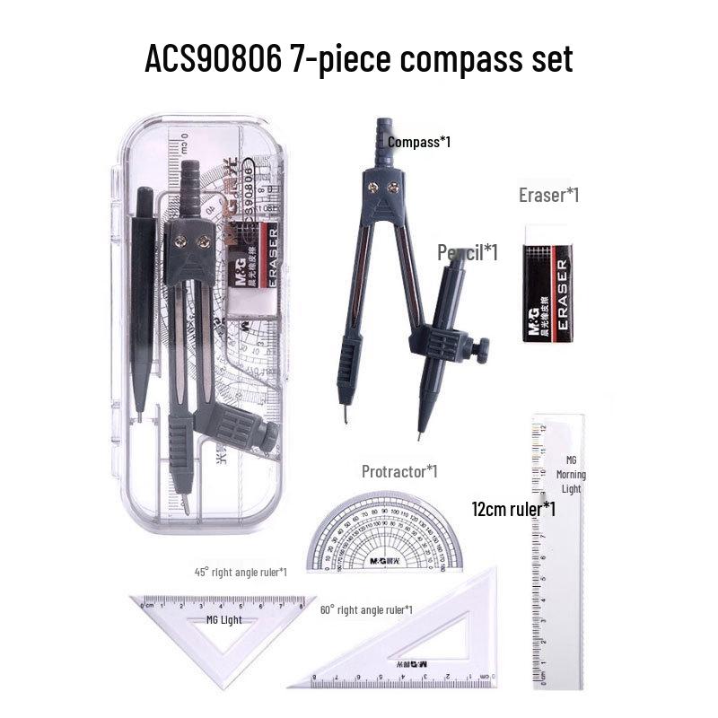

Mornsun Student Drawing Set: Compass, Rulers, Protractors & Pencils
