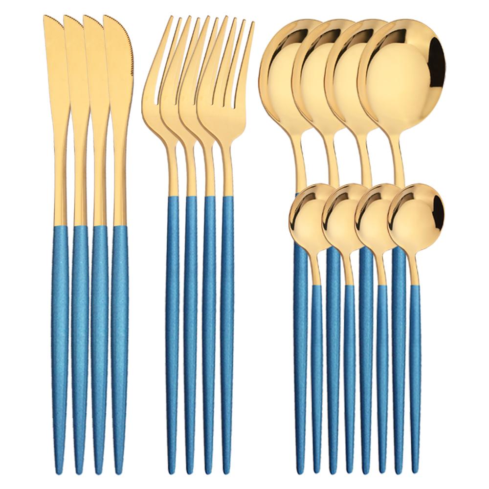 4 lidé Vysoce kvalitní sada nádobí z bílého zlata Nádobí z nerezové oceli Příbory Nůž Vidlička na kávu Lžíce Příbory Západní Kiechen stříbro