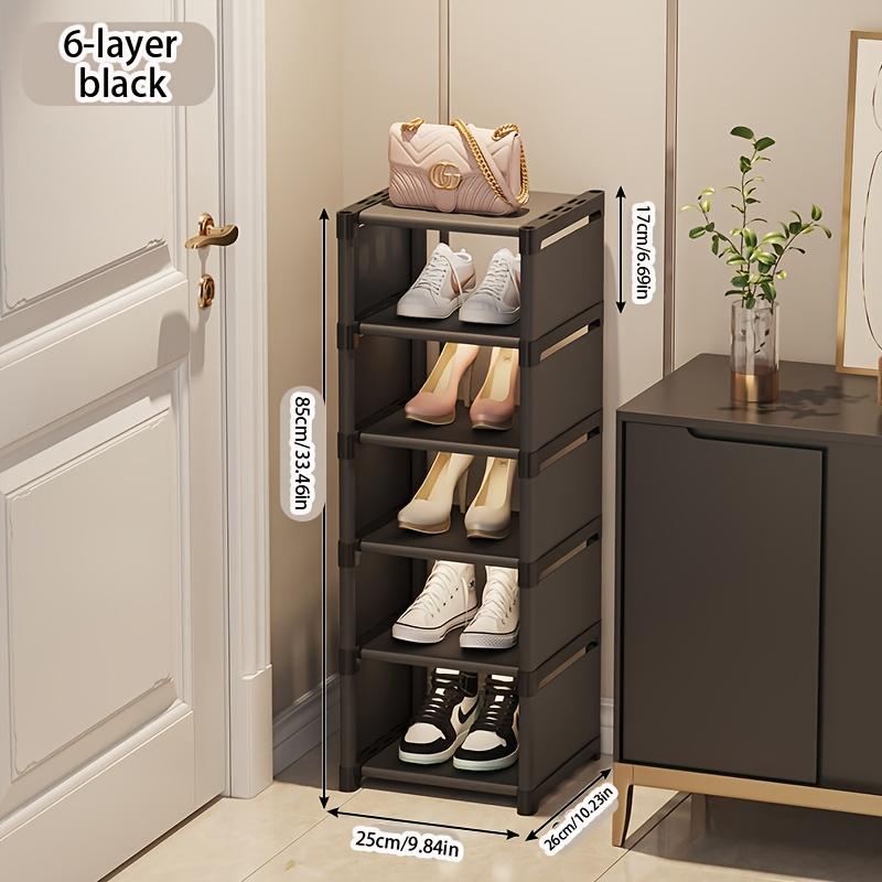 

Високоякісна 4/6/8-ярусна чорна/біла пластикова полиця для взуття з міцним металевим каркасом - Легке складання, штабельована та розширювана конструкція для передпокою, гуртожитку, Black - 6 layers - 5 grid