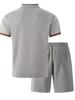 Men's Summer Plaid Pocket V-neck T-shirt & Shorts Casual Two-Piece Set