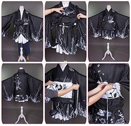 [Milky Time] Yosuga No Sora Kasugano Sora Cosplay Costume with Wig, Halloween Kimono, Yosuga Black Kimono