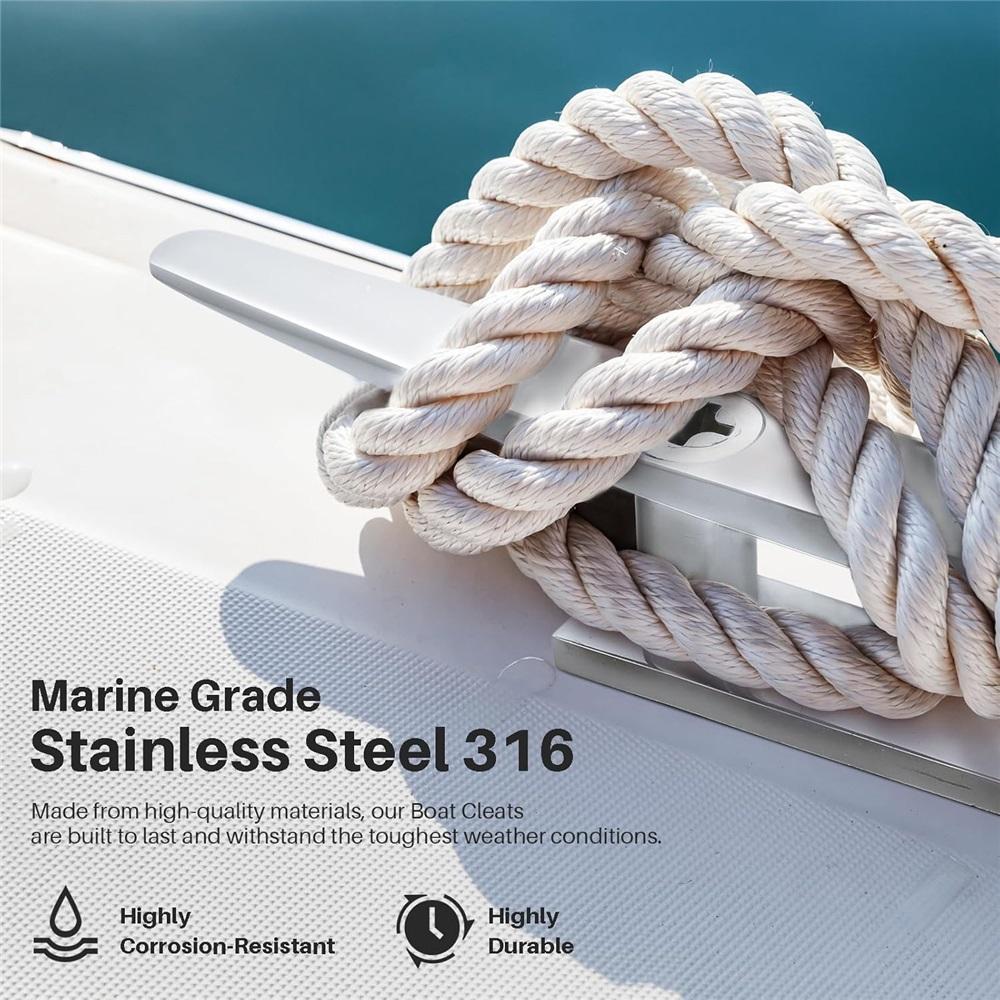 Boat Cleat Flat Top,316 Stainless Steel Boat Dock Cleats,Rope Cleat,Dock Cleats with Screws for Marine or Nautical Decor and Dock Cleat Decorative