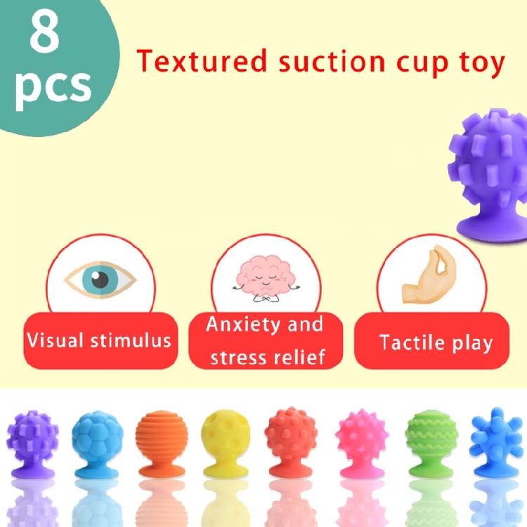 8pcs Textured Sensory Suction Cup Toy For Kids Quiet Tactilely Toy For Stress Relief And Autism Support for Classroom Use