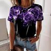 Summer Round Neck 3D Flower Butterfly Pattern Print Top Fashionable Casual Retro Short Sleeved Women's T-shirts