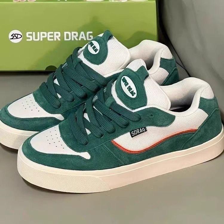 

Новые бежевые туфли-флипы на меховой подошве с буквенным принтом, женские универсальные низкие туфли для скейтбординга, дышащая повседневная спортивная обувь на толстой подошве 40 зелёный