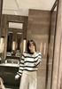 Trendy Striped Color Block Knit Pullover Sweater - Casual, Versatile, and Age-Reducing for Autumn/Winter