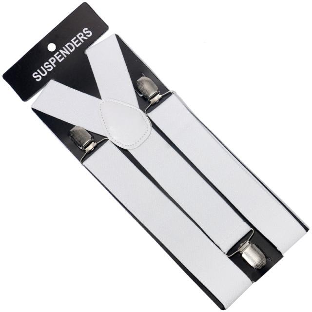 Men'S And Women'S Trousers Monochrome Suspenders Solid Color Straps 3.5Cm Solid Color Black 3 Clips Elastic Non-Slip Suspenders