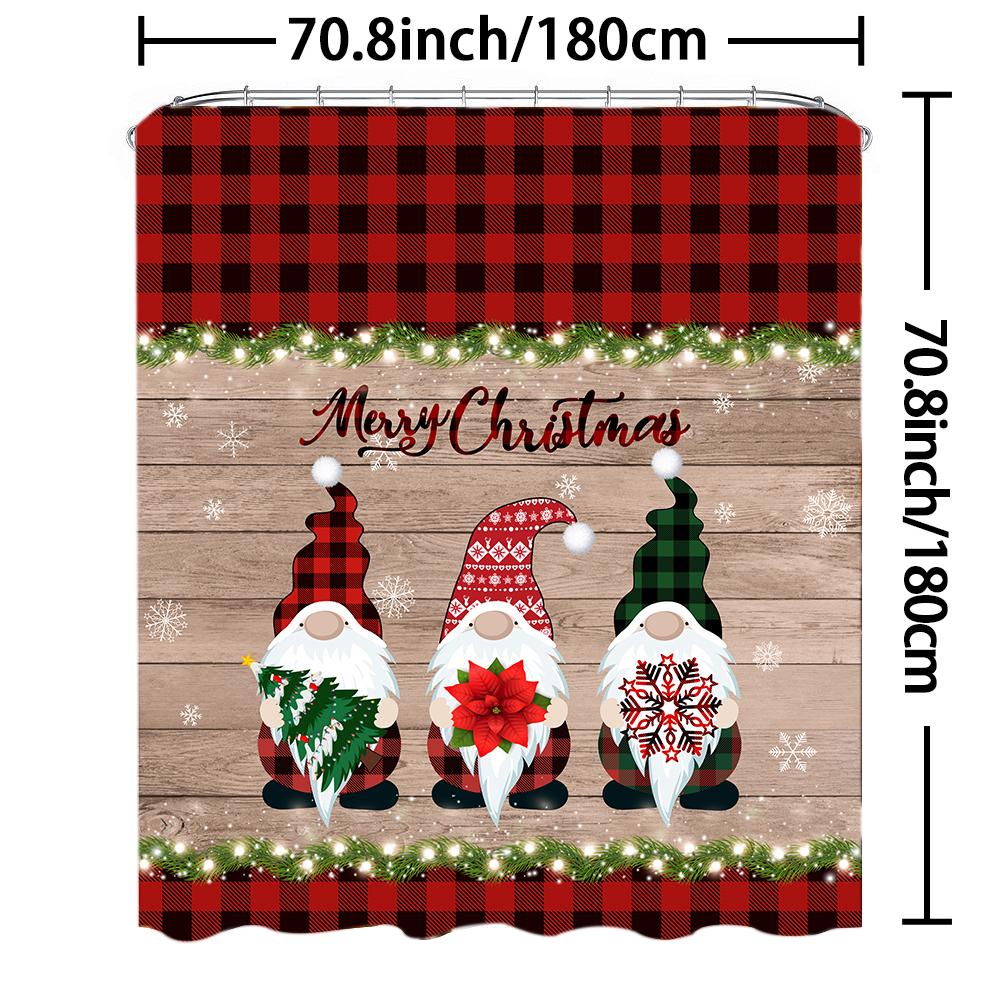 1Pc Waterproof Shower Curtain With Hooks Christmas Snow Scene Bathtub Curtain Soft Floor Rugs Non-Slip Bath Mat Bathroom Decor