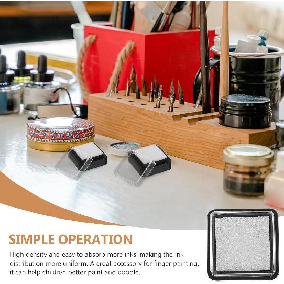 TEHAUX 10pcs Blank Ink Pads - 3x3cm Empty DIY Stamp Pads for Ink Refill - Blending Sponge Ink Pad with Cover - Ideal for Crafting, DIY Painting