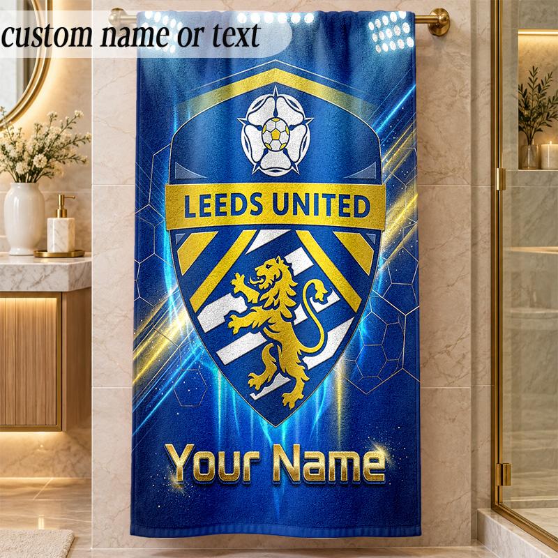 Beach TowelLeeds United Custom Name Text Personalized Soft Towel for Beach Pool Indoor Home Decor Gift