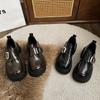 Loafers new French spring 2025 thick-soled round head Velcro design one-pedal single shoes small leather shoes women