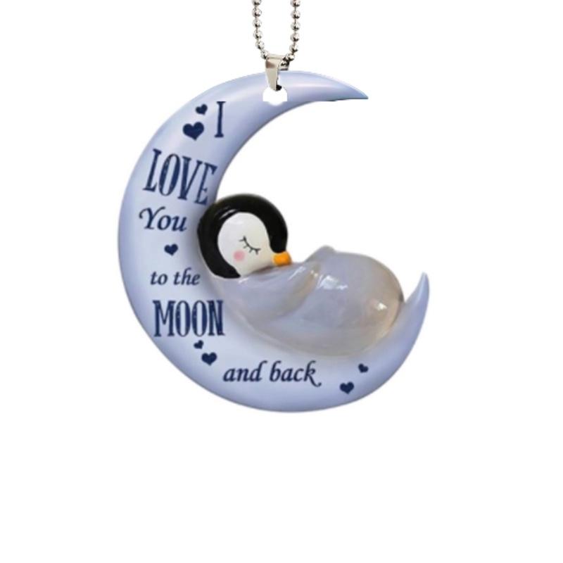 Acrylic Car Pendant Frog Moon Design Ideal For Valentine's Day And Christmas Decor