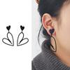 Stylish Black Heart Pendant Earrings Unique Hollow Love Ear Accessory for Fashion Lovers Elegant Statement Jewelry