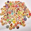 100Pcs -Hole Wood Buttons Mixed Flower for Sewing Embellishments 15mm