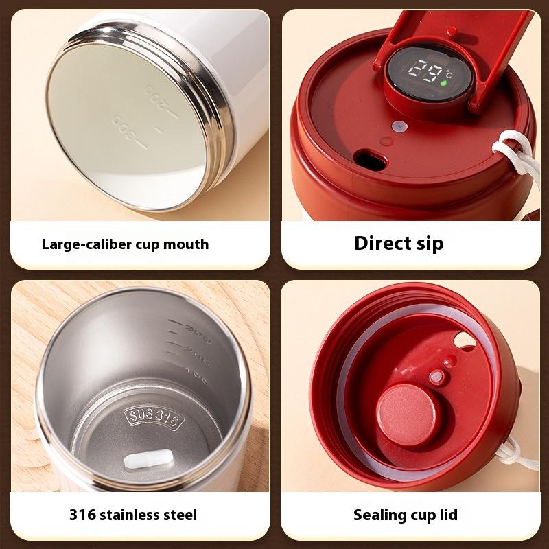 Fully Automatic Magnetic Stirring Cup, Smart Cup with Temperature Display, and Built-in Self-stirring Mechanism