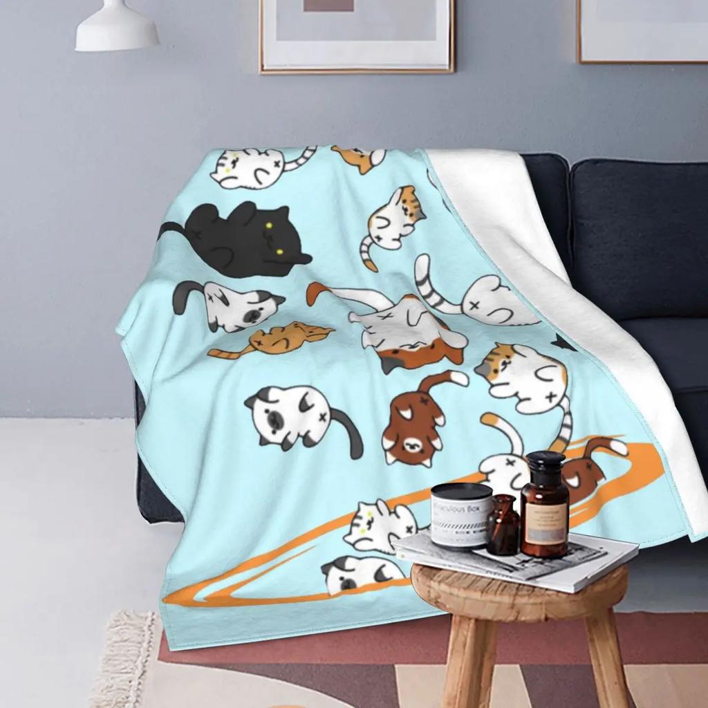 Neko Portals Blankets Fleece Neko Atsume Kawaii Cat Game Kitty Collector Lightweight Throw Blanket for Home Couch Bedroom Quilt