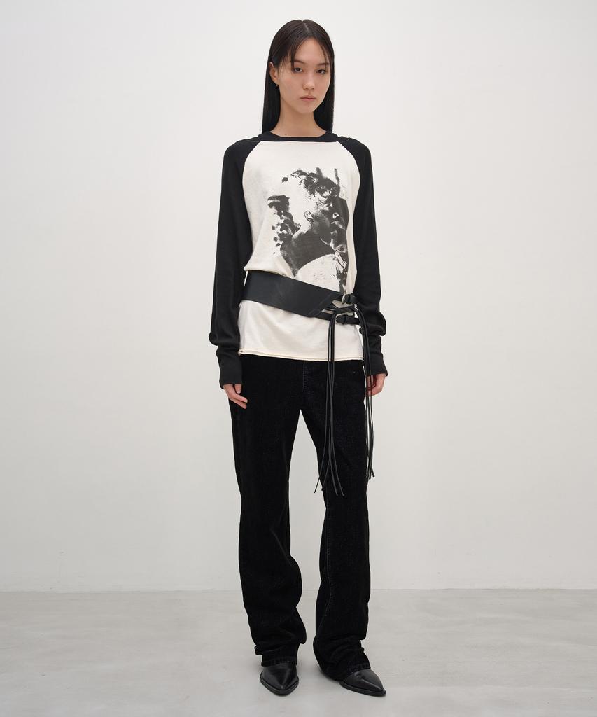 INSILENCE WOMEN Graphic Washed Raglan T-Shirt Black