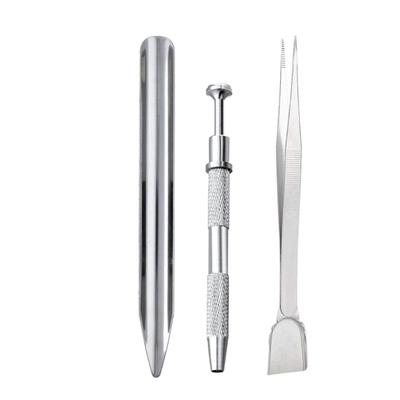 3 Stück Professionelle Pinzetten-Sets Edelstahl Edelstein-Greifer Edelstahl Diamanthalter Metall Perlenwerkzeug
