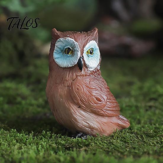 Small Animal Statues Mini Simulation Owl Resin Figurine, Lifelike Feather Texture Statue, Weather-Resistant Micro Fairy Garden Accessories Landscape