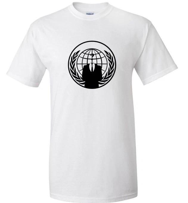 Anonymous Logo T-Shirt Black White Cotton Hacker Protest Resist S- 5XL 3XL