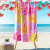 Colorful Floral Pattern On Pink Background Beach Towel Quick-drying for Travel Outdoor Sports Jogging Beach and Swimming