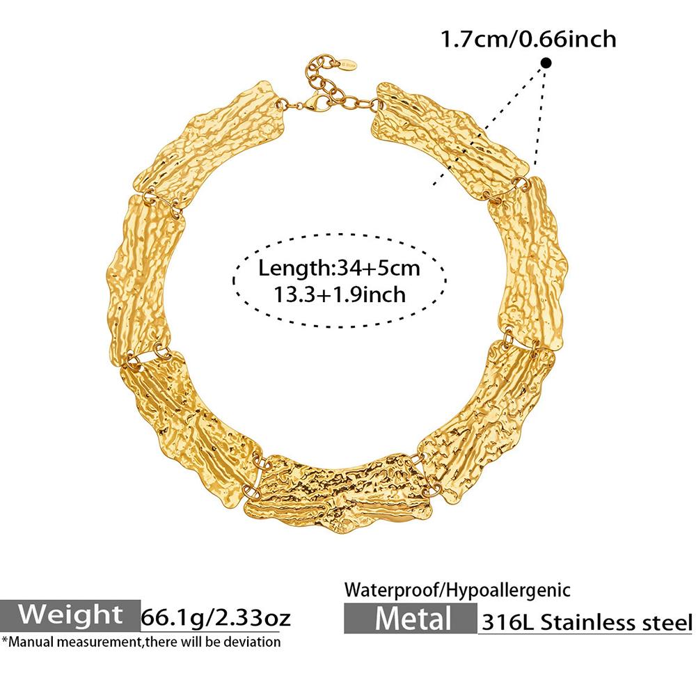 Stainless Steel Color-Blocking Spliced Necklace Geometric Pendant Light Luxury Collar Fashion Trendy Jewelry Accessories Lady