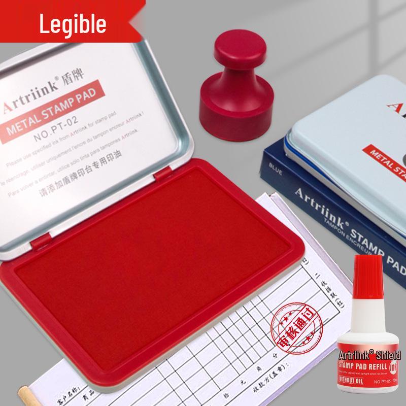 Tampon encreur rapide Shield Rouge pour empreintes digitales et manuelles, Fourniture de bureau portable.