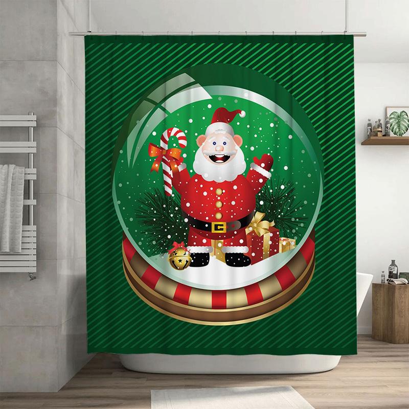 

Tu Santa Claus Christmas Shower Curtain Festive Holiday Bathroom Decor Holiday Spirit Christmas Pattern Waterproof Fabric Backdr W60H190(CM)-1 Pcs