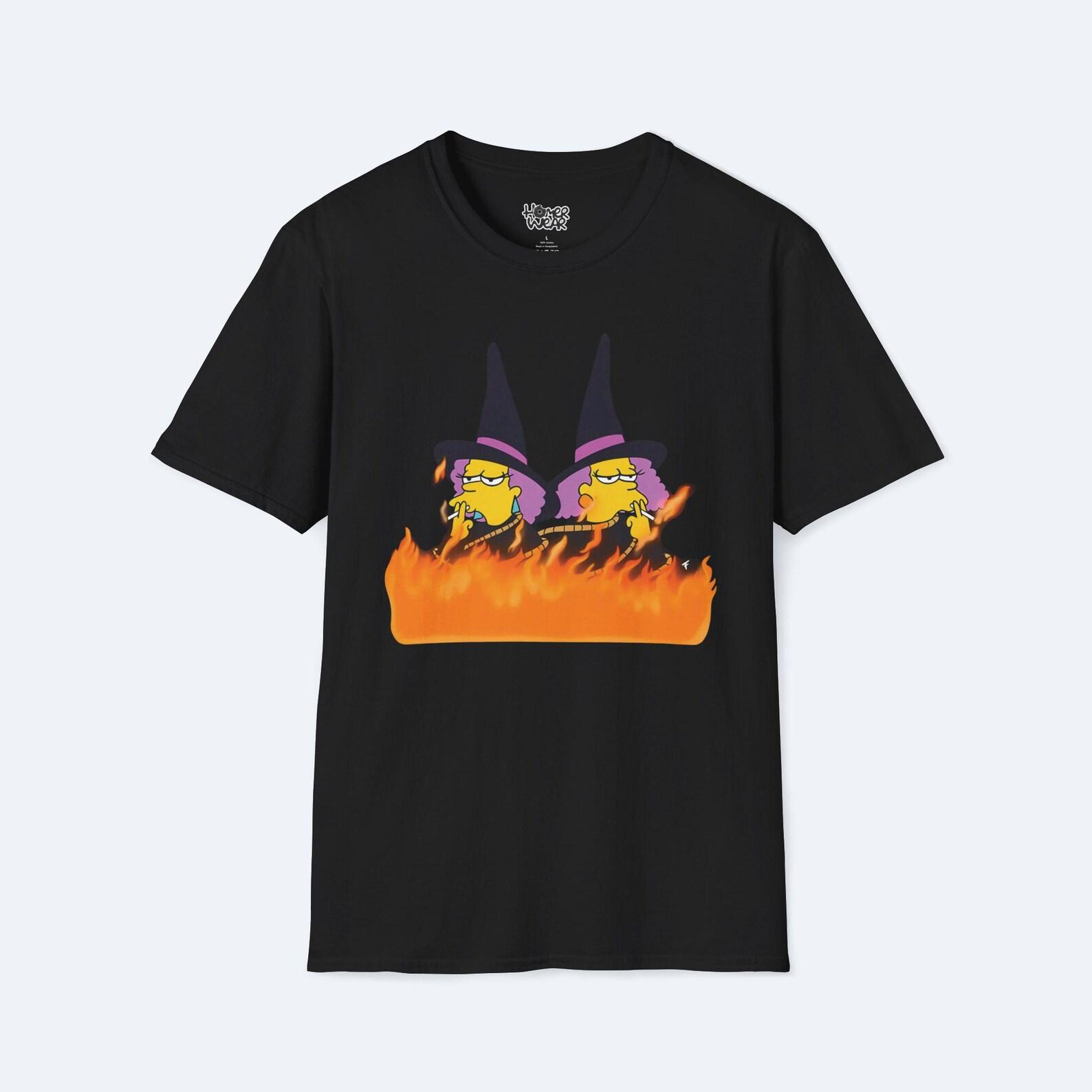 Burning Witches T-Shirt Halloween Witch Tee Gothic OcculT-Shirt, Witchcraft Apparel, Spooky Unisex Graphic Tee, Modern Witch Style 2XL