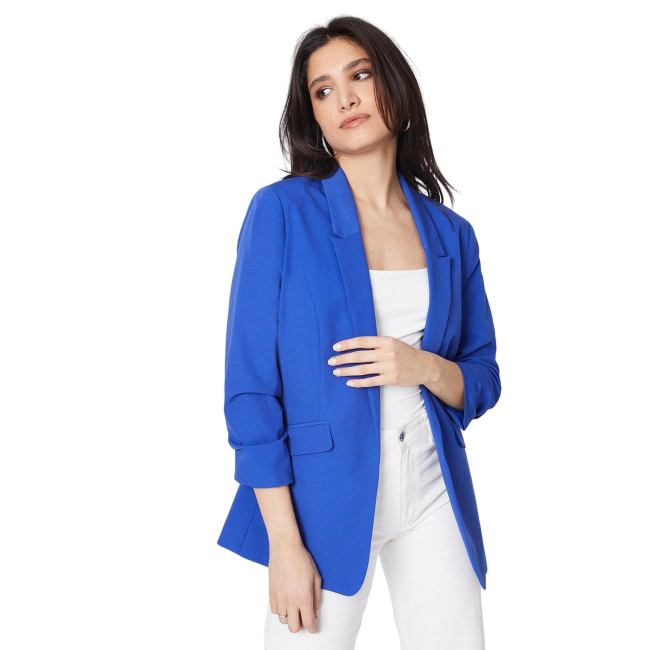 Blazer alto con ruche da donna/signora Dorothy Perkins 8 UK blu