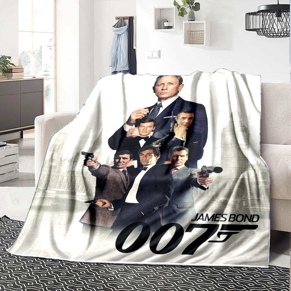007 James Bond Theme Printed Blanket - Perfect for Couch, Bed, Travel & Outdoor Use | Machine Washable, Cozy & Durable.