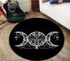 Round Magic Circle Carpet with Pentagram and Runes Black White Design Living Room Bedroom Decorative Rug Home Decoration