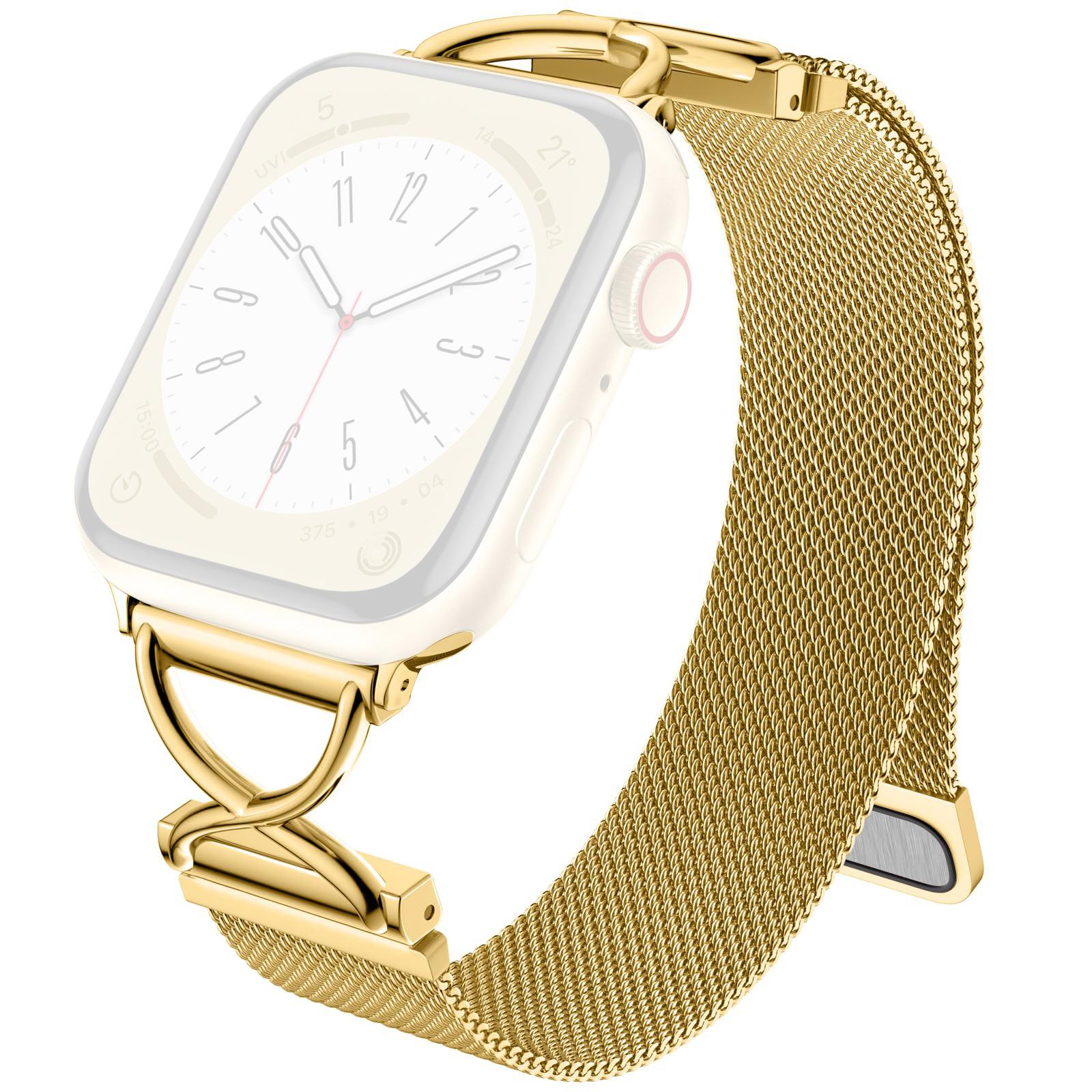 

Размер L Ремешок для Apple Watch Series 10 Ultra 9 8 7 SE 6 5 4 3 2 1 46 мм 49 мм 45 мм 44 мм 42 мм Миланский металлический ремешок Gold