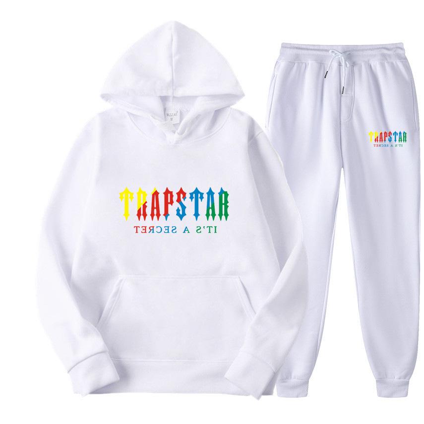 Men s Women s Hoodie Sweatpants 2-piece Sports Set Casual 16 Color Print L белый