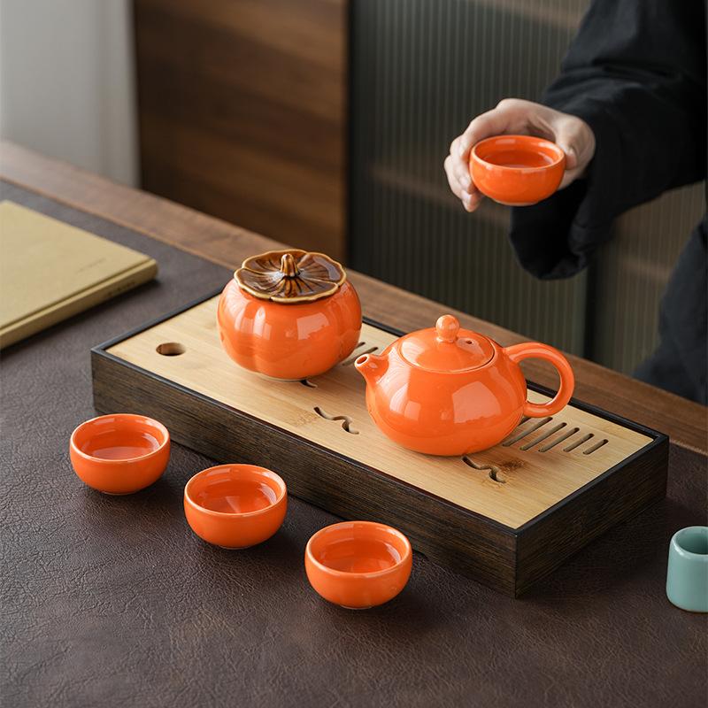 Persimmon Ruyi Tea Can Teapot Kung Fu Tea Set Printing Advertising Gift Box