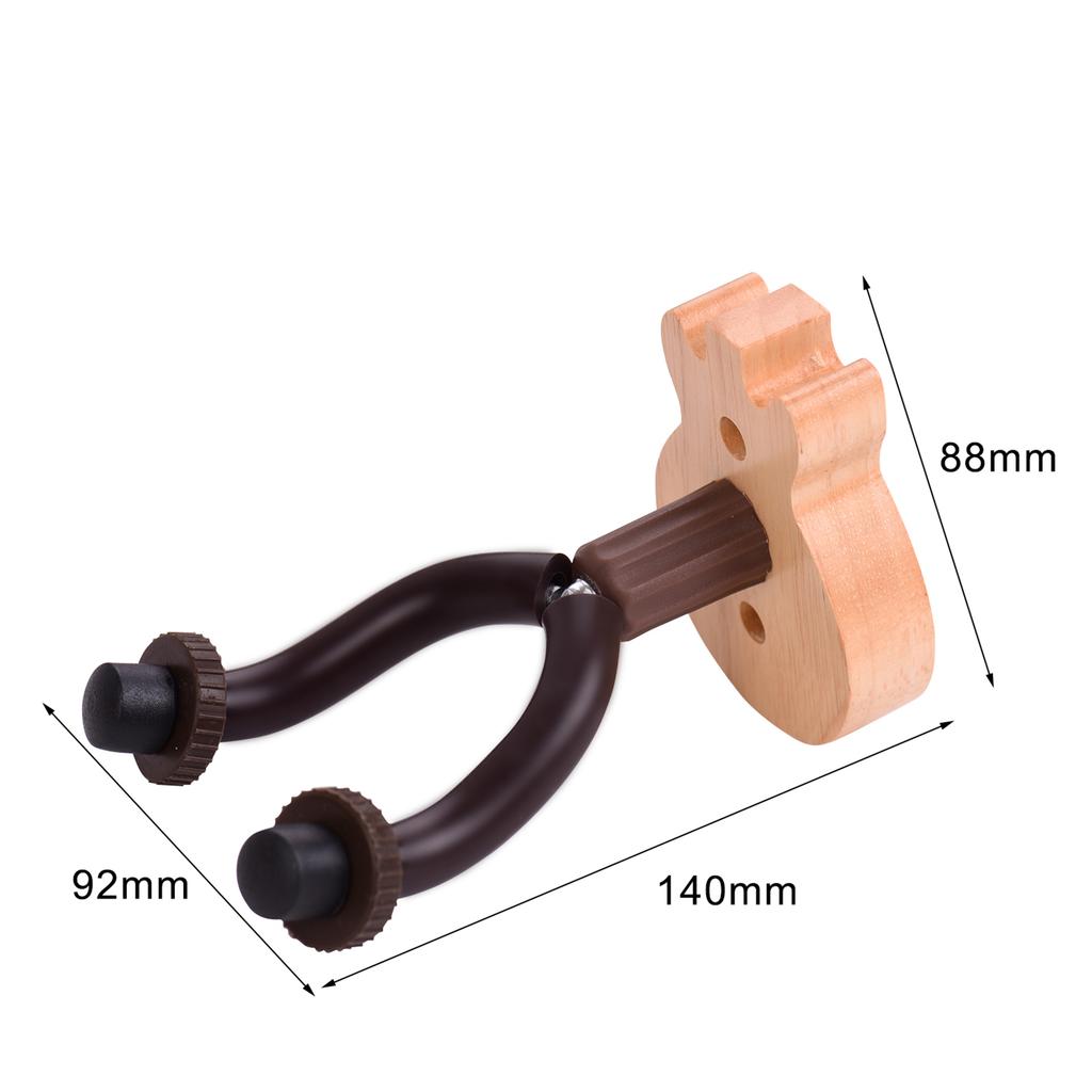 Guitar Wall Mount Hanger Solid Wood Guitar Hanger Wall Hook Holder Stand with Metal Steadying Bars for Acoustic
