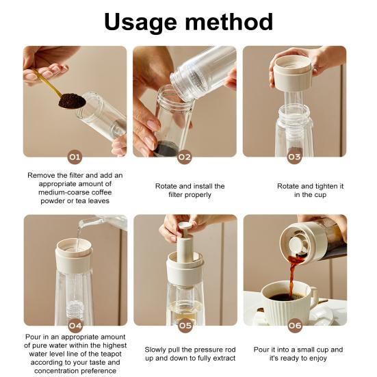 750ML Konvice na kávu Cold Brew 2minutová konvice na Cold Brew s filtrem z nerezové oceli pro domácí použití Konvice na ledovou kávu/čaj